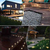 Pozzolanas 12 Pack Solar Ground Lights - 8 LED, Warm White, In-Ground Landscape Lights for Pathway, Yard, Walkway | Lumora