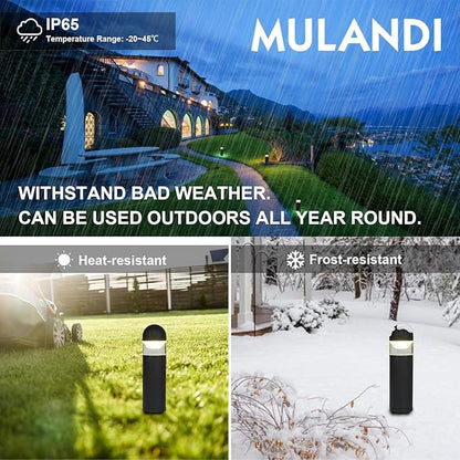 LED Landscape Bollard Pathway Light, 2W, DC 12V Low Voltage Path Lighting Outdoor Waterproof, Die-Casted Aluminum Housing for Garden Light, 3000K Warm White Pack of 8