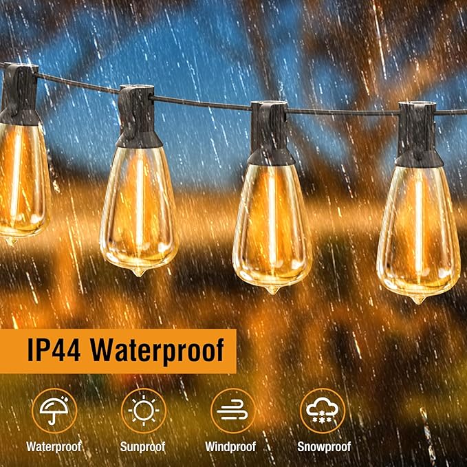 btfarm 100FT LED Outdoor String Lights Waterproof with Remote, Patio Lights with 32+2 ST38 Edison Bulbs, Hanging Light for Outside with Timer for Backyard Party Yard Gazebo Porch, 2700K Dimmable