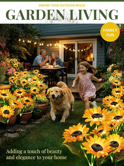 GIGALUMI Solar Garden Lights Artificial Flowers, LED Garden Decor Carefree Sunflower Solar Lights Outdoor Yard Decorations Outdoor, Everlasting Sunflower Decor Gift for Outside Yard Patio (Set of 1)