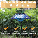 XUWEN Solar Lights Outdoor Waterproof - Blue Solar Flower Lights with Crackle Globe Glass Light, Hanging Lanterns | Lumora