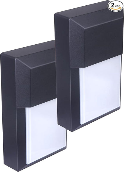 LIT-PaTH Outdoor LED Wall Lantern, Wall Sconce as Porch Lighting Fixture, 12W 1000 Lumens, Aluminum Housing Plus PC, 3000K Black Finish, 2-Pack