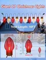 16FT Outdoor Christmas Decorations,Jumbo Red and White Giant Christmas Lights Outdoor with 10 LED Clear Red and | Lumora