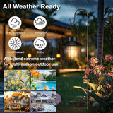 pearlstar 2 Pack Solar Lights Outdoor, Hanging Solar Lanterns with Edison Bulb and 2 x 32 Inch Shepherd Hooks | Lumora