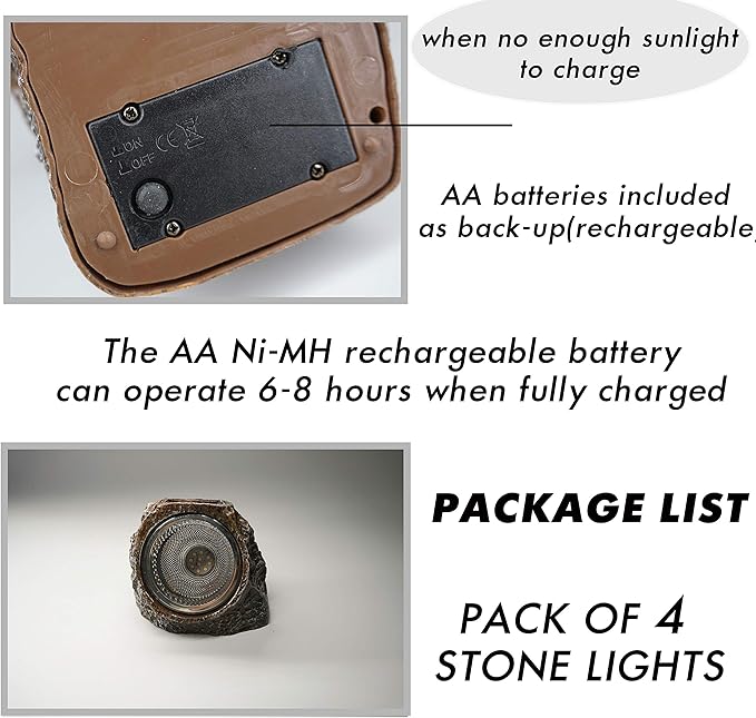Solar Rock Light Led 4 Pack Waterproof Garden Stone Lights Outdoor Landscaping Spotlights, Yard Patio Pathway Driveway …