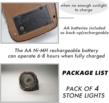 Solar Rock Light Led 4 Pack Waterproof Garden Stone Lights Outdoor Landscaping Spotlights, Yard Patio Pathway Driveway …