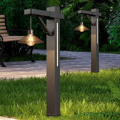 Outdoor Solar Pathway Lights 2 Pack,COB E26+Side LED Glow Auto On/Off Waterproof IPX4,Stake or Surface Mount for Patio Driveway Yard Garden Path
