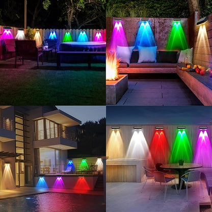 echosari 8 Pack Solar Fence Lights Outdoor Waterproof Color Changing 100 Lumen Ultra Bright Auto ON/Off for Backyard Patio Railing Porch Step (3000K-6500K & RGB)