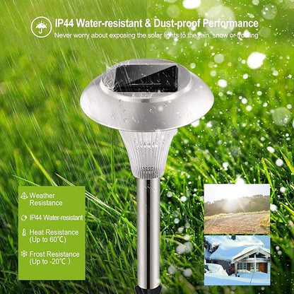 Solar Lights Outdoor Decorative, Solar Garden Lights Stakes, Flower Bed Decorations Mosaic, Decor for Path, IP44 Waterproof for Yard Driveway Walkway (4Packs)