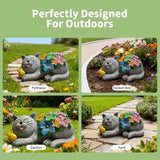 Solar Garden Outdoor Statues Cat Figurine Lights - Yard Decorations for Patio,Balcony,Lawn Ornaments - Unique | Lumora