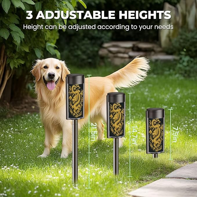 4 Pack Solar Pathway Lights Outdoor Waterproof Traditional Chinese Cloud Black Solar Garden Lights LED Landscape Lighting for Yard Walkway Lawn Garden Decor