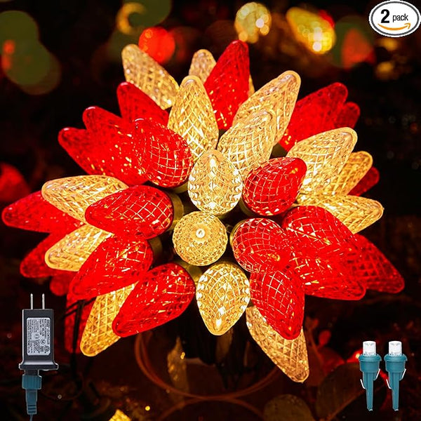 C9 LED Christmas Lights Outdoor, 81 Feet 100 LED String Lights with Timer & 8 Light Mode, Waterproof Commercial | Lumora