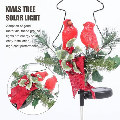 Solar Red Bird Lawn Lamp Outdoor Waterproof Xmas Tree Solar Garden Path Light Landscape Lighting for Patio Yard Decor
