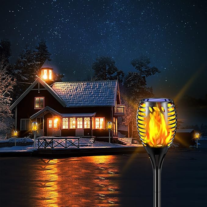 TomCare 8 Pack Outdoor Solar Lights Flickering Flames Torch Decorative Garden Lights Solar Powered Waterproof Lighting for Garden Patio Yard Landscape