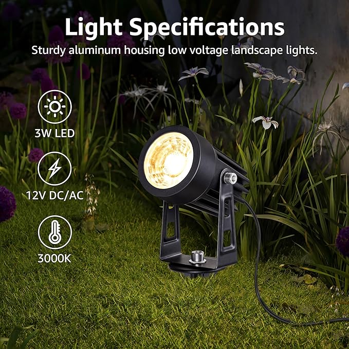 SUNVIE 3W Low Voltage Landscape Lighting LED Landscape Spotlights with Connectors Waterproof Low Voltage Landscape | Lumora