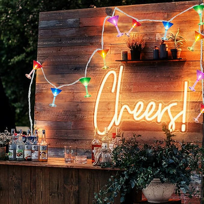 SUNSGNE LED Summer Decorative Indoor String Lights, 8.5ft Margarita Cup Hanging String Lights, Plug in Warm White Fairy Light String for Outdoor Party Birthday Holiday Bistro Bar Decorations