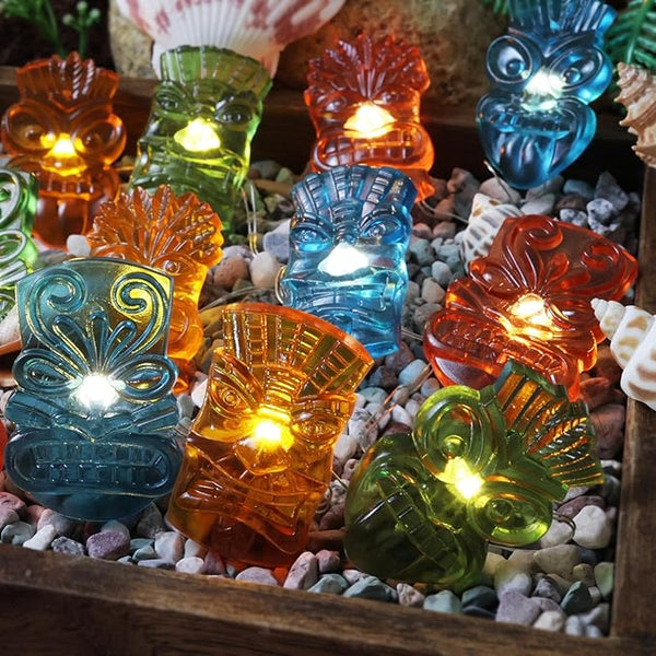 Tiki Mask String Lights Outdoor Waterproof 7FT 20PCS, Tropical Hawaiian Luau Party Lights Battery Operated LED with | Lumora