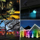T-SUNUS RGB Solar Spot Lights Christmas, Metal Color Changing Landscape Spotlights IP65 Waterproof Spotlight 2-IN-1 | Lumora
