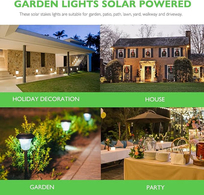 TEHAUX 10pcs Solar Garden Lights Outdoor Waterproof Warm White LED Landscape Path Lights for Lawn Patio Yard Decor Solar Powered