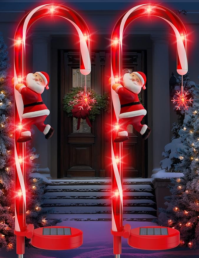 Solar Pathway Lights and Solar Christmas Candy Cane Lights