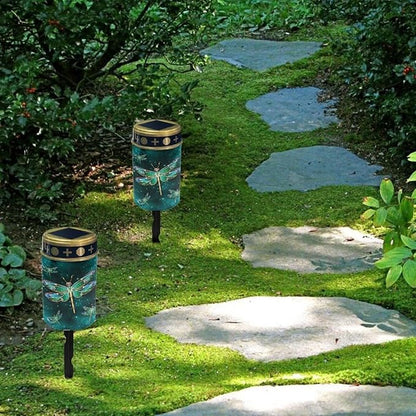 Green Dragonfly Solar Pathway Lights Outdoor, LED Solar Lights for Outside Waterproof Landscape Path Garden Decorative Lights Solar Powered Lighting for Yard Patio Walkway Driveway Decor