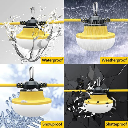 New 100FT Construction String Lights LED Industrial Grade Best for Construction Sites,Renovation, Walkways,Patio,Mine cave,Outdoor Lighting Solutions Use,Free for Climbing Hook 3Prong