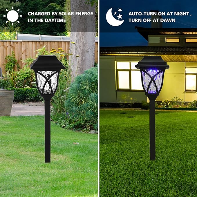 4pcs Waterproof Solar Pathway Lights, Outdoor LED Garden Lawn Landscape Lighting for Patio, Walkway, Driveway, Solar Powered Decorative Yard Lamps