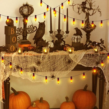 Abeja Halloween C7 Orange String Lights 25Ft Outdoor Orange String Lights with 27 Orange Bulbs (2 Spare), Orange Halloween Lights Great for Home Yard Camper Party Lights