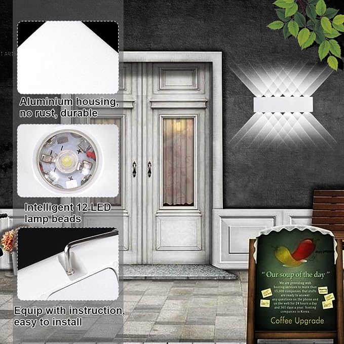 Kawell 12W Waterproof Modern Wall Light LED Wall Lamp Aluminum LED Wall Sconce Up Down Indoor Outdoor for Bedroom | Lumora