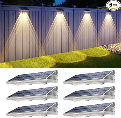 YiLaie Solar Fence Lights Outdoor-IP67 Waterproof 3000K/4500K/6500K,High Brightness LED Fence Lights Solar Powered,Solar Wall Light for Outside Backyard/Railing/Step/Patio/Stair Railings/Pool 6Pack