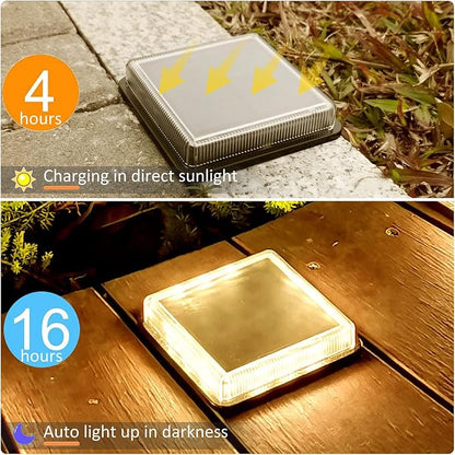Lacasa Solar Step Lights, 4-Pack 50LM 3000K Warm White LED Solar Deck Lights, Outdoor Solar Powered Step Lights, IP68 Waterproof for Garden Stairs Ground Driveway Pathway