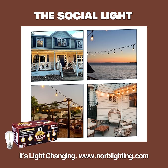 Norb NorbSOLAR S14 LED Solar Replacement Bulbs 1W DC – Outdoor String Light Bulbs with Warm Candlelight Glow, E26 | Lumora
