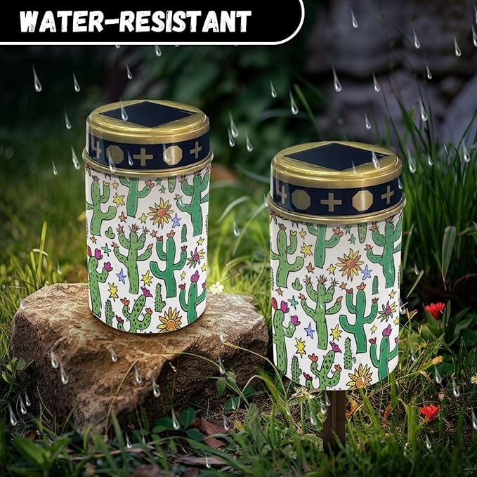 ZOUTAIRONG Solar Light for Cemetery Grave 6 Pack Solar Garden Lights Solar Lights for Outside Solar Pathway Lights Outdoor Cemetery Solar Lights for Grave Solar Lights Sun Cactus