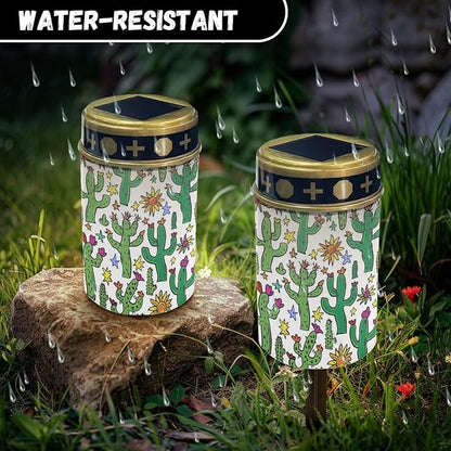 ZOUTAIRONG Solar Light for Cemetery Grave 6 Pack Solar Garden Lights Solar Lights for Outside Solar Pathway Lights Outdoor Cemetery Solar Lights for Grave Solar Lights Sun Cactus