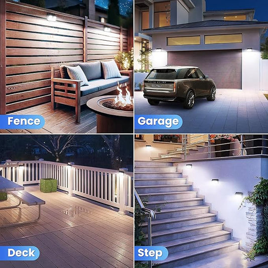 [6 Packs] Solar Motion Sensor Outdoor Lights, Super Bright Solar Lights Outdoor Waterproof, 3 Lighting Modes Security Wall Light for Outside Walking Dog Fence Backyard Deck Garden Door Step Garage