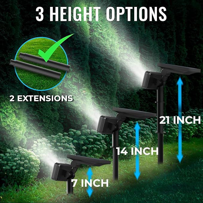 TBI 21 LEDs Solar Landscape Spotlights, 200ft Lighting Distance - Waterproof Solar Powered Wall Lights - 2-in-1 Wireless Outdoor Landscaping Lights for Yard Garden Driveway Porch Walkway Pool (Gold)