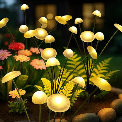 Solar Garden Lights, 4pack Warm White LED Solar Lights for Outside, Swaying Mushroom Lights Outdoor Decorative, Waterproof Light Decor for Yard,Lawn,Patio,Pathway Decoration