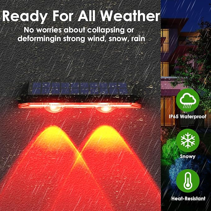 Solar Fence Lights Outdoor Waterproof Led RGB Color Changing Solar Outdoor Lights, Fence Solar Powered Light for Outside, Backyard, Wall, Patio, Deck Railing, Stair (8 Pack)