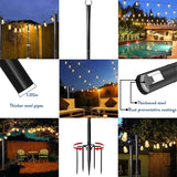4-Pack 9.8FT String Light Poles, Outdoor Deck Light Stand with Adjustable Fence Brackets, Metal Hanging Pole for | Lumora