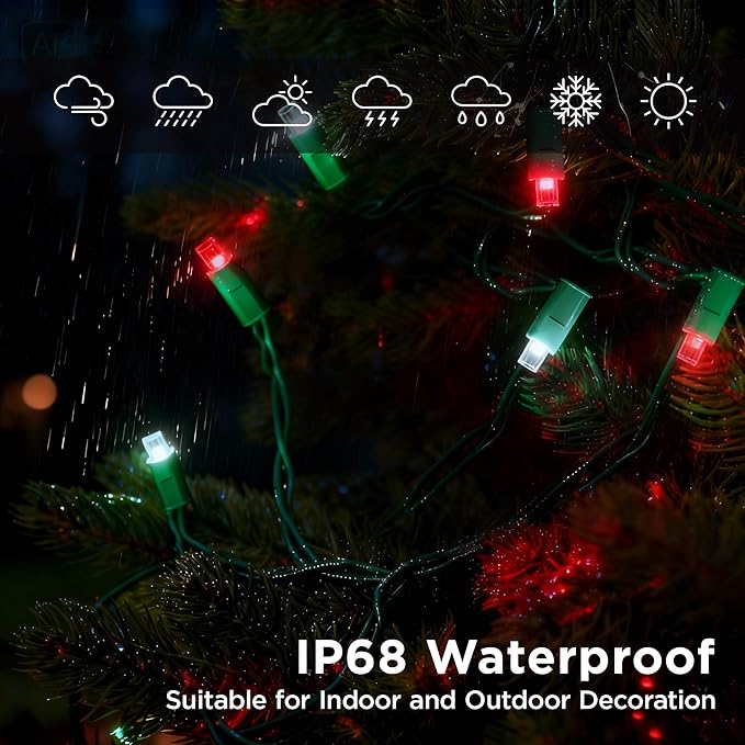 LED Valentines Day Lights (Red & White - Breathing, 33.3FT), Mini LED Christmas String Lights, Waterproof Fairy Lights for Outdoor Indoor Holiday Party Patios Wedding Halloween Xmas Decor