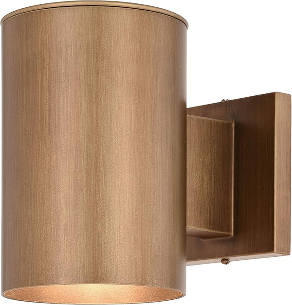 VAXCEL Chiasso Modern Outdoor Porch Light, 5" W x 7.25" H Gold Brass Cylinder Wall Sconce, Waterproof Dark Sky Wall | Lumora
