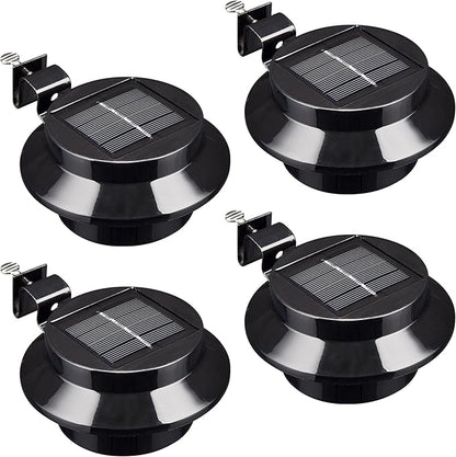 Yescom Solar Gutter Light Outdoor Waterproof 3 LED Deck Fence Lights with Bracket Wall Garden Stair Step Yard Black 4Pcs