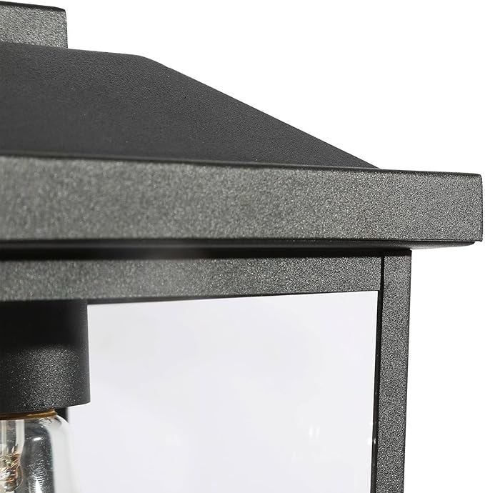 LALUZ Black Outdoor Wall Lights for House, Modern Farmhouse Porch Patio Lights Outdoor Wall Mount with Clear Glass, Waterproof Rectangular Exterior Outdoor Sconce Wall Lantern Light Fixture