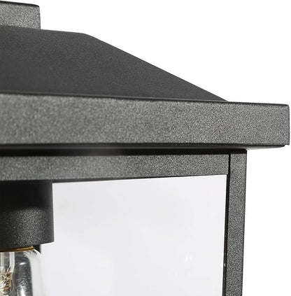 LALUZ Black Outdoor Wall Lights for House, Modern Farmhouse Porch Patio Lights Outdoor Wall Mount with Clear Glass, Waterproof Rectangular Exterior Outdoor Sconce Wall Lantern Light Fixture