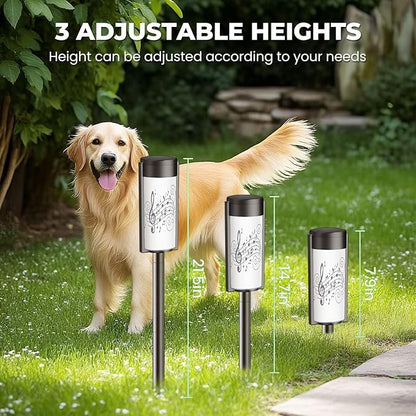 4 Pack Solar Pathway Lights Outdoor Waterproof Musical notes stave line symbols for staff music key note theme Treble Solar Garden Lights LED Landscape Lighting for Yard Walkway Lawn Garden Decor
