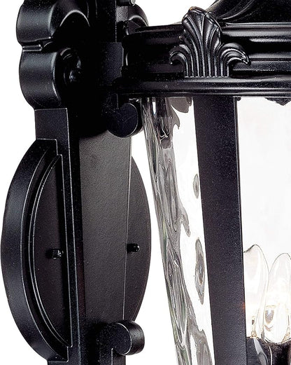 John Timberland Casa Marseille European Outdoor Wall Light Fixture Textured Black Scroll Arm 31" Clear Hammered Glass for Exterior House Porch Patio Outside Deck Garage Yard Front Door Home
