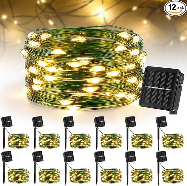12 Pcs Solar String Lights Solar Mini Teeny Tiny Fairy Firefly Twinkle Light Waterproof 16ft 50 LEDs Garden String | Lumora