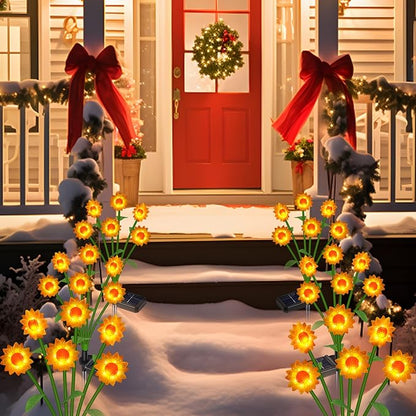 Solar Powered Sunflower Lights - Solar Flowers Lights Waterproof Outdoor for Yard, Pathway,Landscape, Ideal Gifts for Women, Mom,Home Festival Decoration