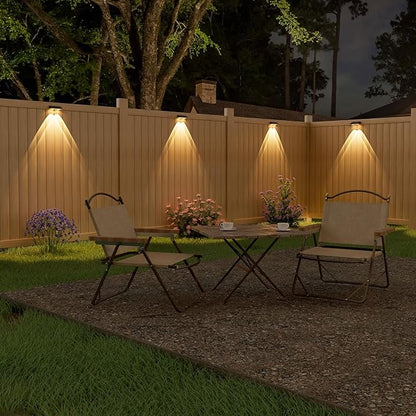 NIORSUN Solar Fence Lights,8 Pack Solars Deck Light,Warm White Color,Outdoor Bulb Waterproof Led IP65,Power Patio Lamp with Lenses for Outside/Backyard/Railing/Yard(Black)