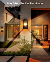 Outdoor Wall Light Fixtures, 2-Light Porch Lights Outdoor, Matte Black Exterior Waterproof Wall Sconce with Glass | Lumora